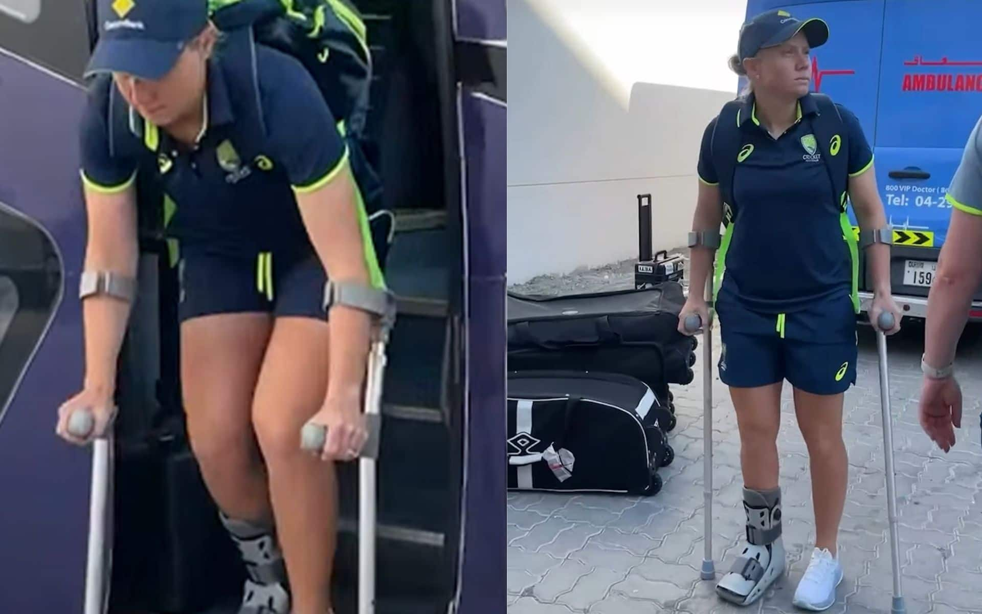 Australia Skipper Alyssa Healy Ruled Out Of India Clash; Arrives On Crutches At Sharjah Stadium